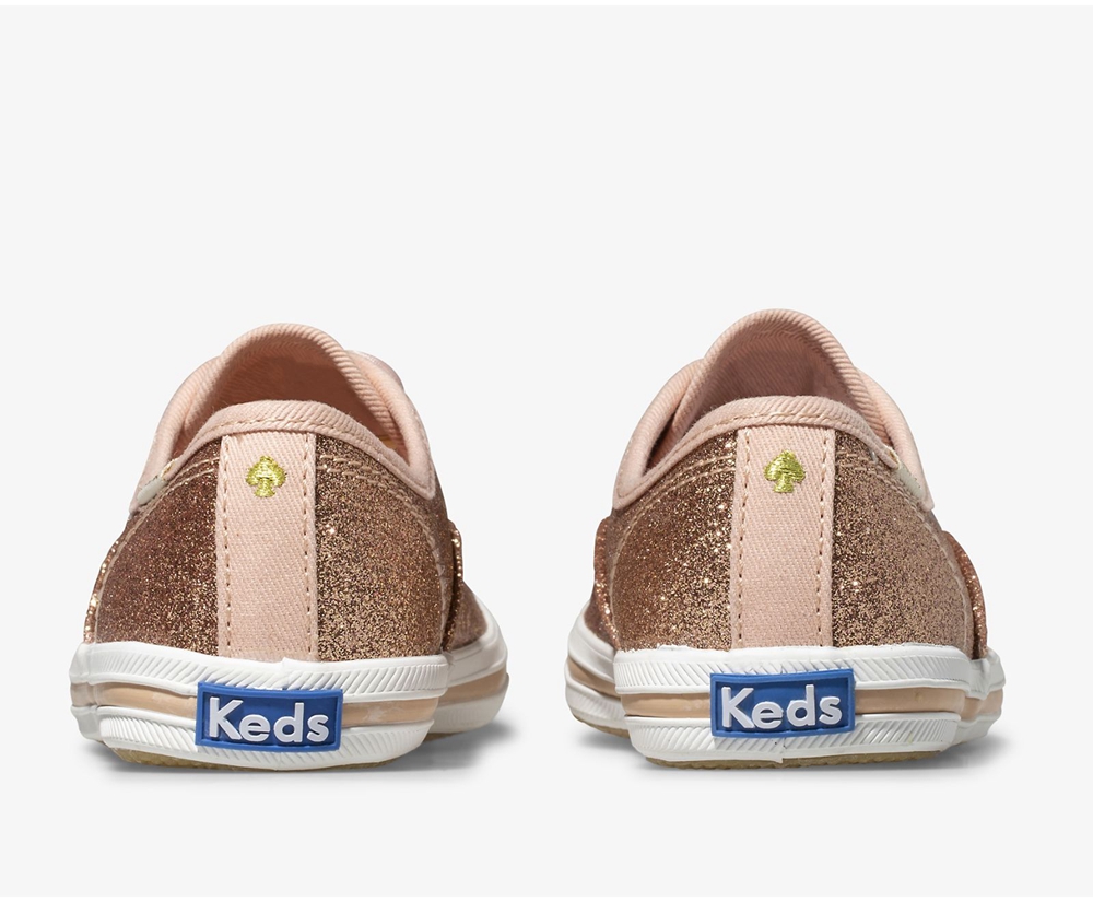 Πανινα Παπουτσια Παιδικα - Keds Kate Spade New York Champion Glitter - Ροζ Χρυσο Χρωμα - MDXGT4516